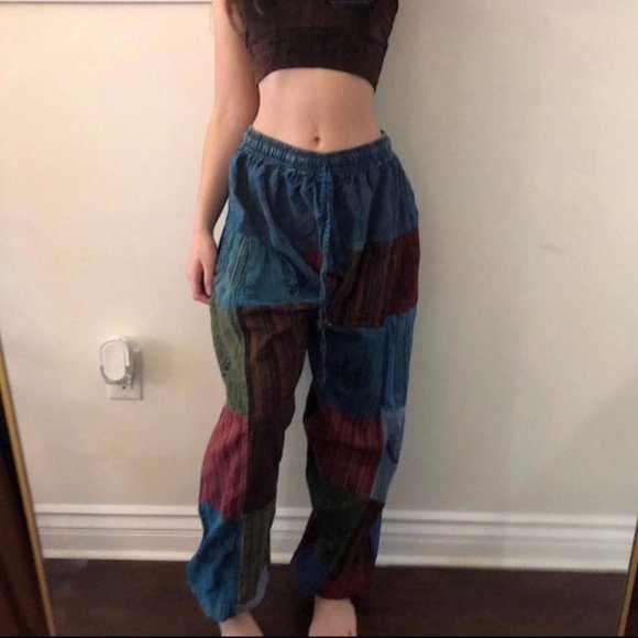COPY - Women's multi waistband long ties boho hippie patchwork pants - Picture 2 of 2